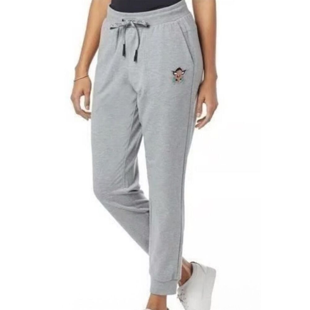 Badgley Mischka XL Gray Jogger Pants Embroidered Logo Comfy Cozy Stretch Soft